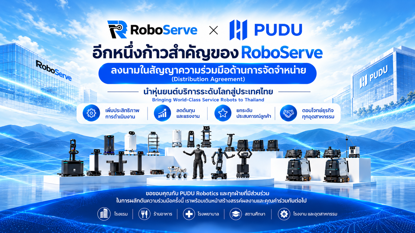 อีกหนึ่งก้าวสำคัญของ RoboServe จับมือ PUDU Robotics ลงนามความร่วมมืออย่างเป็นทางการ